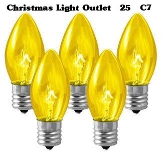 25 C7 Yellow Transparent Replacement Bulbs Xmas Lights  