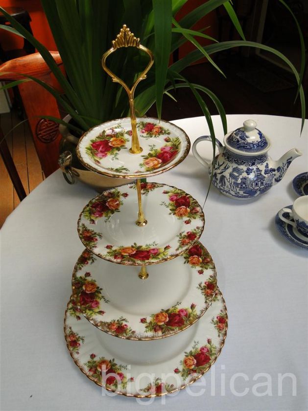 Tier Cupcake/High Tea/ Serving Stand Royal Albert Old Country Roses 