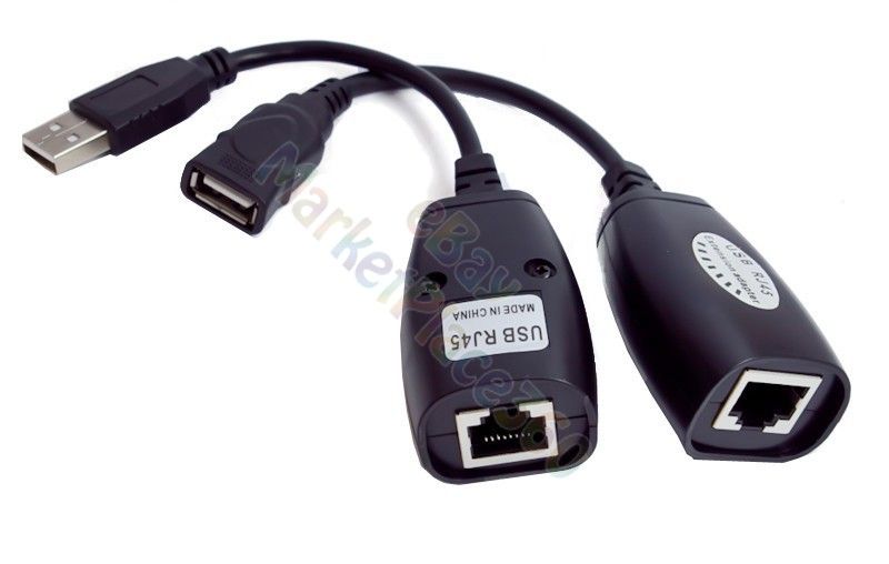 USB OVER RJ45 CAT5 CAT6 ETHERNET NETWORK CABLE ADAPTER CONVERTER 150FT 