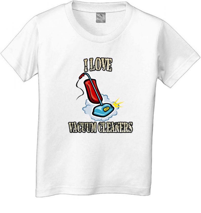 LOVE VACUUM CLEANERS KIDS CUSTOM T SHIRT white grey  