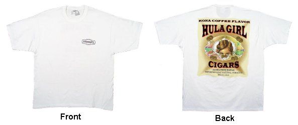 Hawaiian Hula Girl Cigars Logo T Shirt   White   XL  