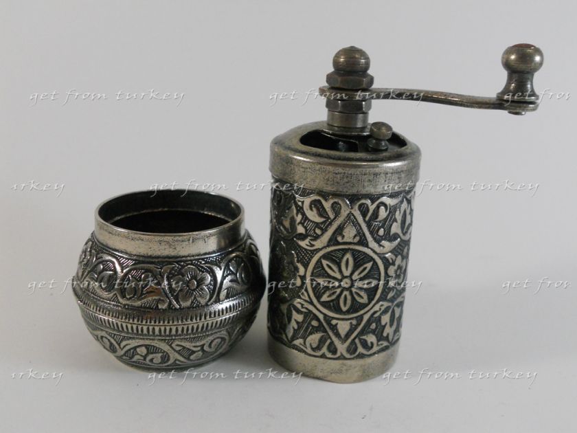 Espresso Turkish Coffee Set Handmade Crafted Copper Cup Pot Grinder 