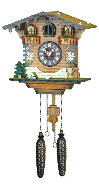 Cuckoo Clock Swiss house, bambi, incl.  NEW  