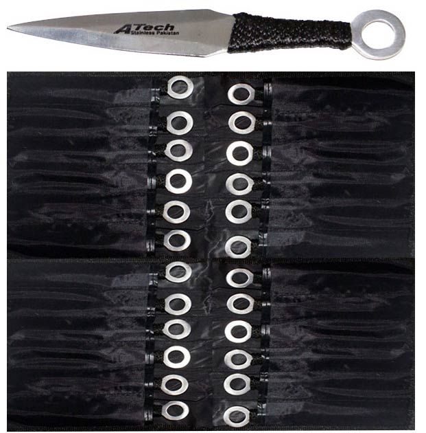 Steel Kunai Spikes Throwing Knives   24 Pc Silver Knife Set  