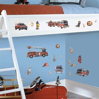 Fire Brigade Fireman Firetruck Hero Wall Decor Stickers  