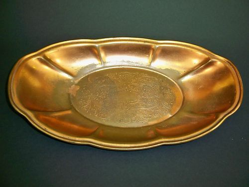   & CRAFTS SOLID COPPER KEY COIN TRAY DESK DRESSER CADDY VTG ANTIQUE