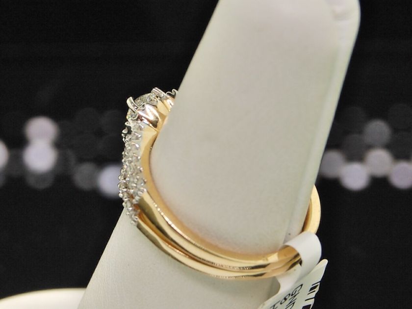 14K YELLOW GOLD DIAMOND HEART BRIDAL ENGAGEMENT RING  