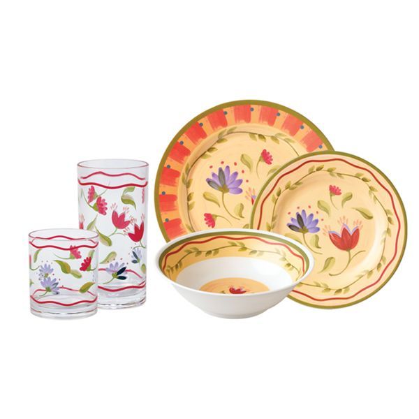   Napoli 40 Piece Melamine Dinnerware and Acrylic Set, Service for 8