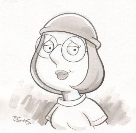 FAMILY GUY MEG HAND OOAK INKED DRAWING SIGNED ORIGINAL  