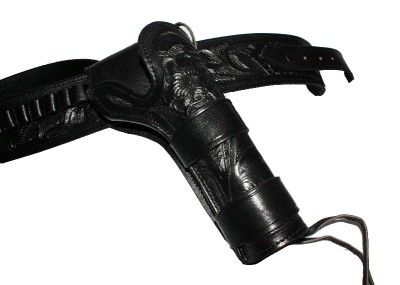   Revolver Gun Belt 40 BLACK Cross Draw Holster WESTERN Leather NEW