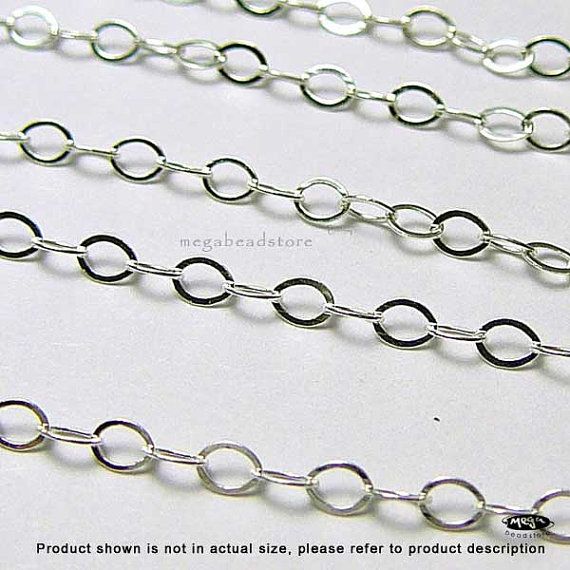 ft STERLING SILVER 925 Flat Oval Cable Chain CH57  