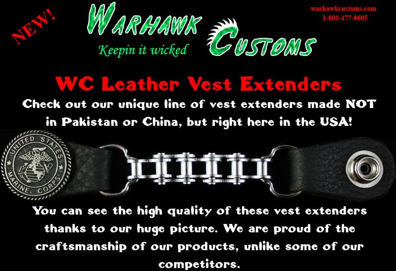 These vest extenders measure 5 7/8 inches from center of snap to 