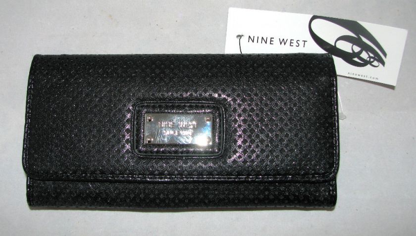 NINE WEST FRUIT PUNCH BLACK CHECKBOOK WALLET CLUTCH NEW  