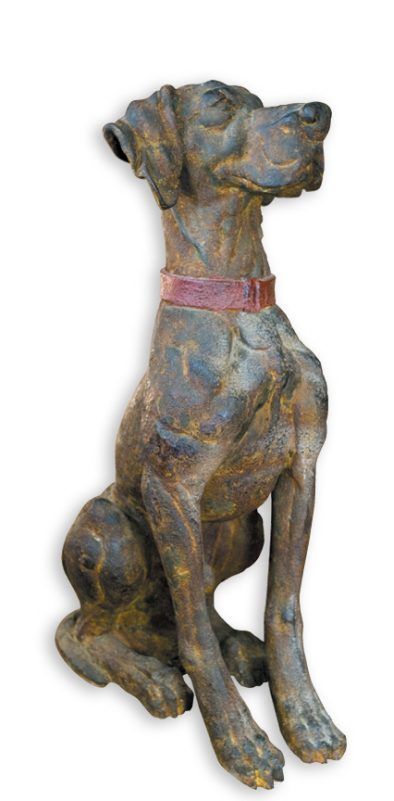 Large Rust Finish Distressed Dog Weimaraner Statue  