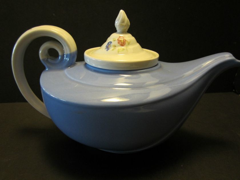 HALL MORNING GLORY ALADDIN TEAPOT W/ INFUSER BLUE NICE  