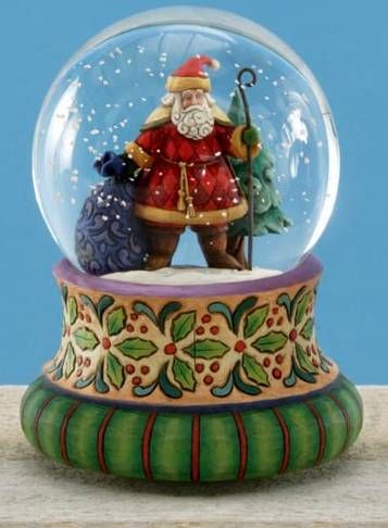 JIM SHORE Delivering  Joy SANTA W/CANE WATERBALL NIB