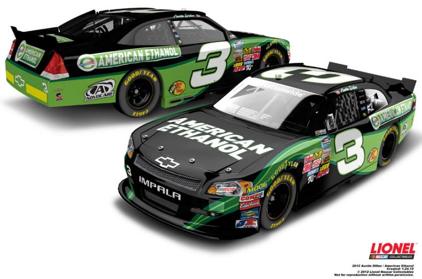 2012 AUSTIN DILLON #3 AMERICAN ETHANOL NATIONWIDE SERIES 1/24  