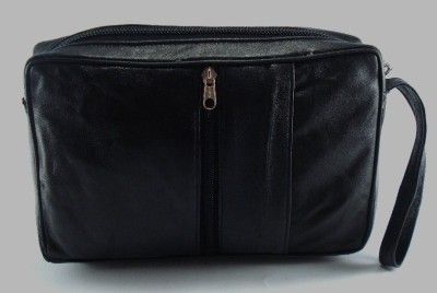 Just Leather Mens Genuine Leather Wrist Bag Wash Toiletry Bag Wrist 