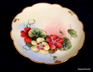 Antique HP Limoges Pickard NASTURTIUM Plate Artist Sgnd  