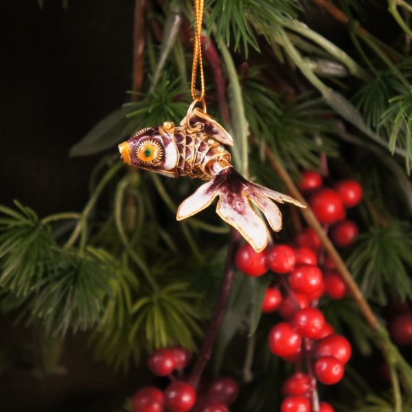 NIB 4611D Cloisonne Koi Fish Ornament  