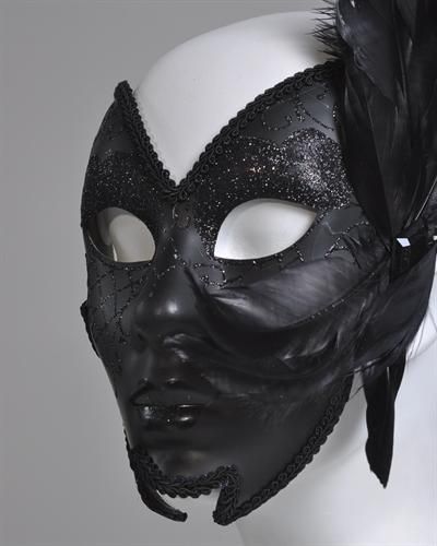 Venetian Full Face Glitter Feather Mask NEW IMPORTED  