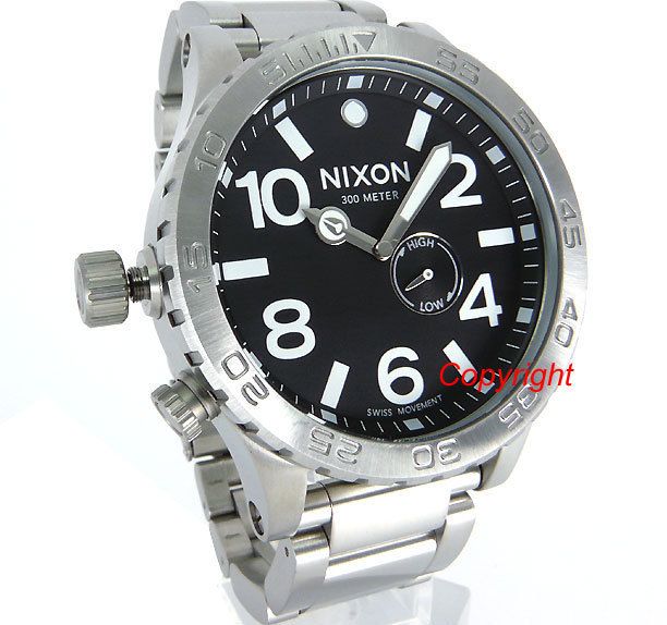 NIXON WATCH MEN SWISS MOVEMENT 300M TIDE BLACK 51mm SOLID STEEL A057 