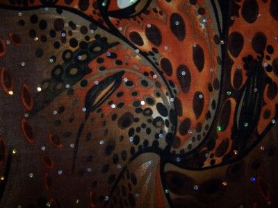 EARTHTONE NATURE PRINT HOLOGRAM SEQUIN DOT LYCRA STRETCH FABRIC 1 YARD 