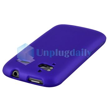 Blue Hard Cover Case+Privacy LCD Screen Protector for HTC Sensation 4G 