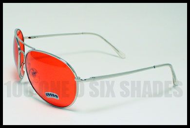 YELLOW LENS Aviator Sunglasses Retro Silver Metal  