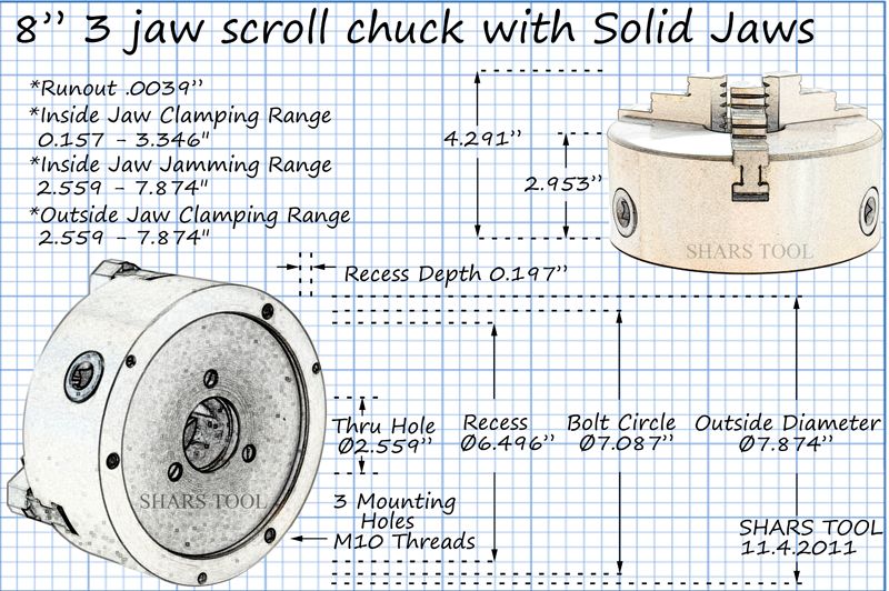 JAW LATHE CHUCK SELF CENTERING HARDENED FOR ATLAS  