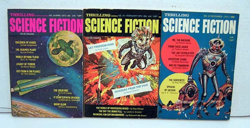 1971 2 THRILLING SCIENCE FICTION Digest Pulp Magazines  