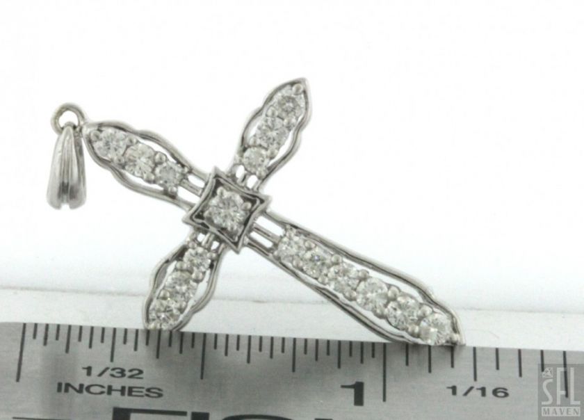 18K WHITE GOLD EXQUISITE .75CT DIAMOND CROSS/CRUCIFIX PENDANT  