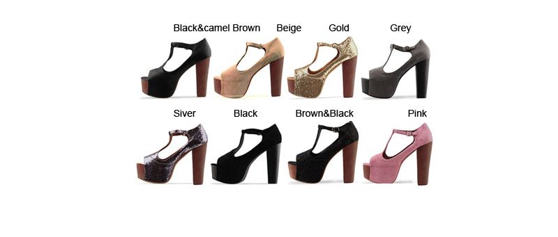 X41029 Womens Shoes Pumps Platform T Strap High Thick Heel Sandals 