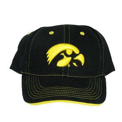 NCAA IOWA HAWKEYES HAWK EYE BLACK YELLOW COTTON HAT CAP  