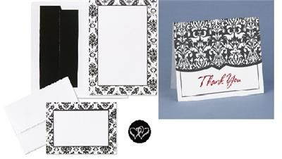 100 Damask Border Wedding Invitations & Thank You Cards  