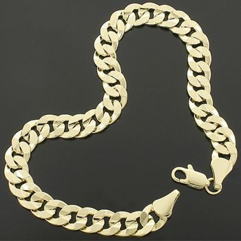   Gold Plated 13 mm Thick Cuban Link Mens Hip Hop Bracelet w/ Warranty