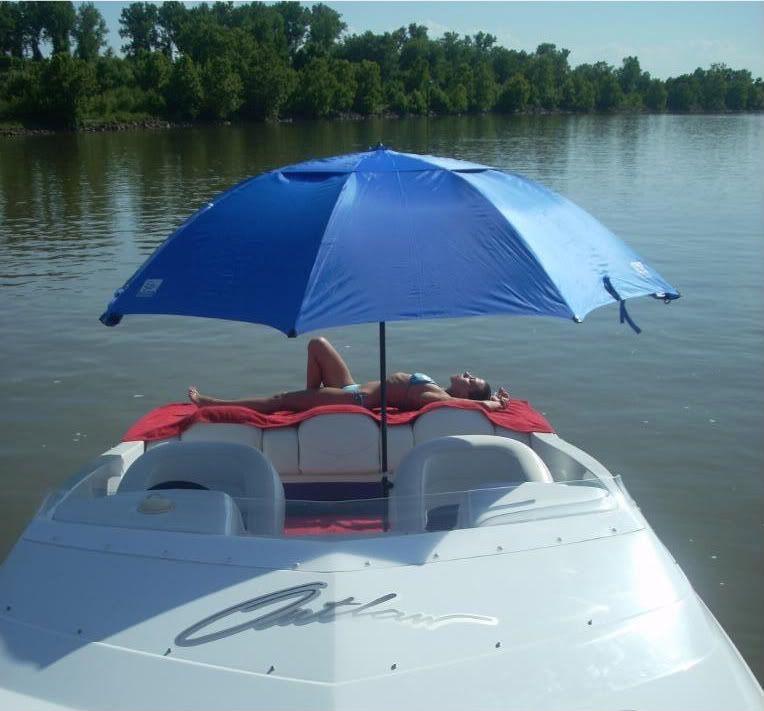 BOAT UMBRELLA SHADE BIMINI TOP ANCHOR LAKE SEA ~ BLUE ~  