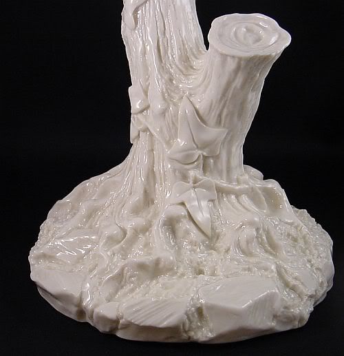 Superb Antique 1894 Royal Worcester Tree Form Lamp Base Glazed Parian 