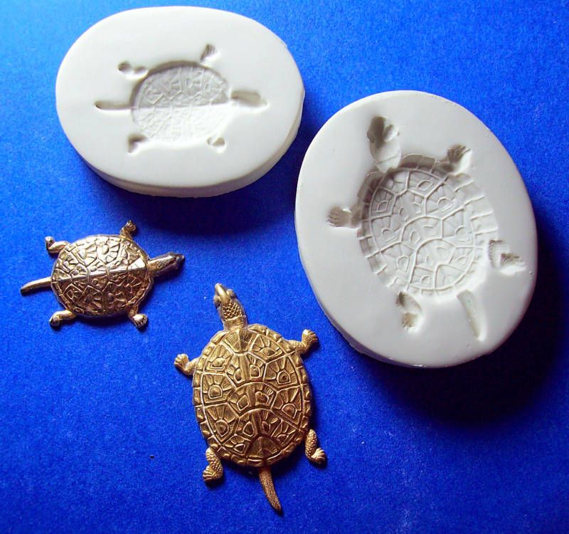 TWO TURTLES ~ CNS polymer clay mold Sculpey FIMO MOULD  