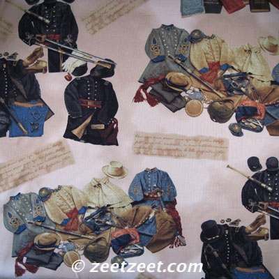 Gettysburg Civil War ARTIFACTS UNIFORMS Quilt Fabric /Y  