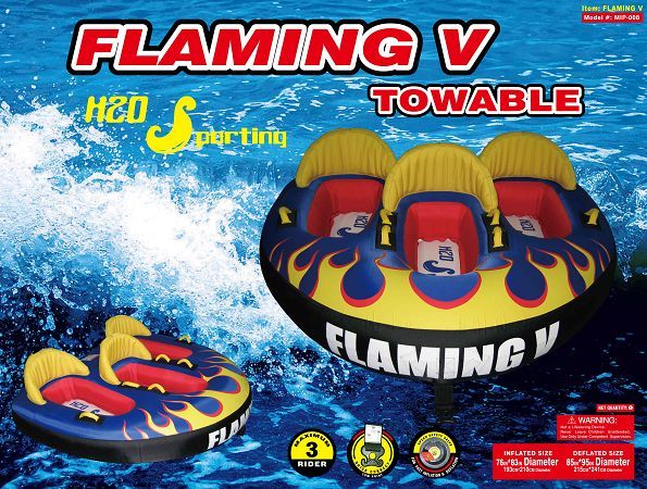   FlamingV 3 Person Man Inflatable Water Ski Tube Towable Sea Doo Boat